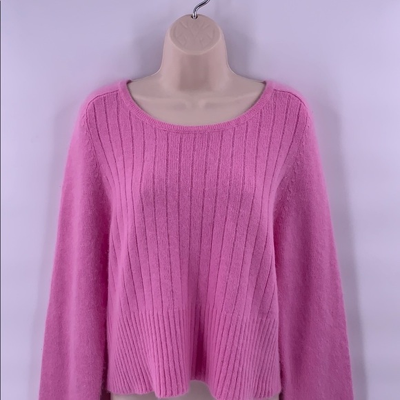 Lambswool angora fuzzy ribbed sweater XL - Picture 2 of 4